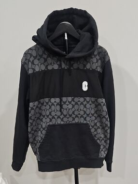 Coach Black & Gray Logo-Panel Hooded Sweatshirt